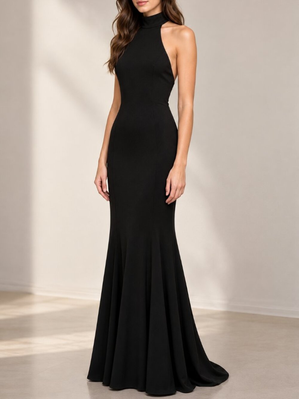 Lulus Black Halter Maxi Dress XS Open Back Mermaid Formal Gown Evening